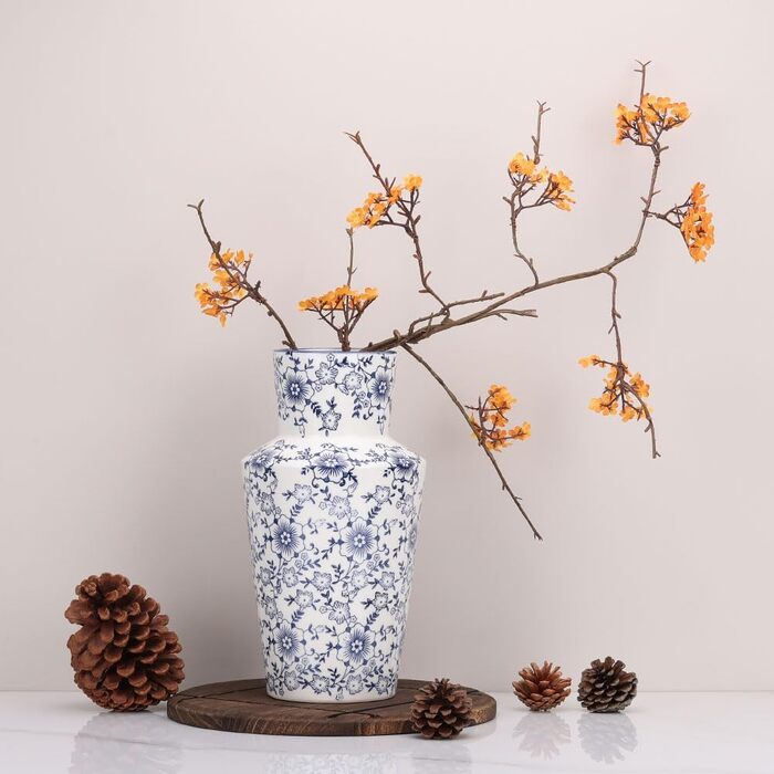 Ваза керамічна Blau-weiße Blumenvase в стилі Chinoiserie 27.9 см, вінтажна ваза для квітів, декор в сільському стилі