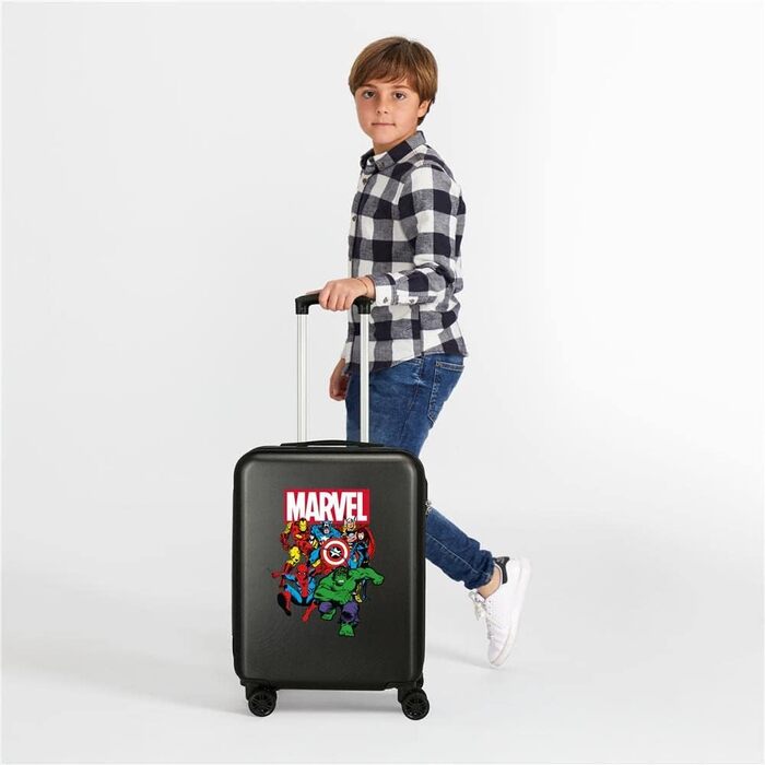 Дитяча валіза Marvel Avengers Sky, чорна, 38x55x20 см, жорсткий ABS, кодовий замок, 34 л, 2,6 кг, 4 подвійні колеса, ручна поклажа
