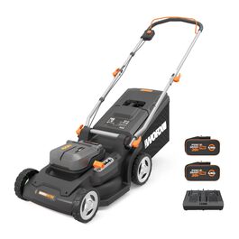 Акумуляторний газонокосарка WORX WG749E 40V PowerShare з приводі в колесах, безщітковий двигун, ширина зрізу 46 см, 7 положень висоти зрізу, в комплекті акумулятор та зарядний пристрій