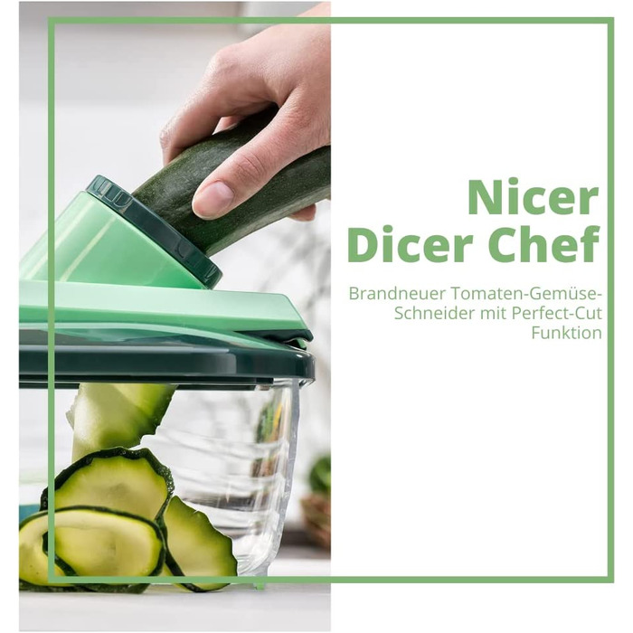 Овочерізка Genius Nicer Dicer Chef 15 в 1, зелена, багатофункціональна, для овочів, фруктів, цибулі, мандоліна, шинкування