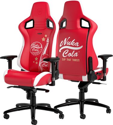 Ігрове крісло noblechairs Epic Nuka Cola, ергономічне, офісне, PU-шкіра, з підголівником та поперековою підтримкою, для користувачів до 120 кг і 185 см, спеціальна серія