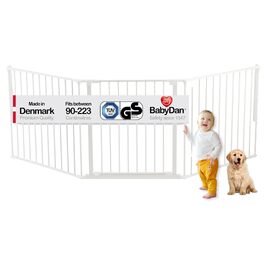 Захисний бар'єр BabyDan Flex L 90-223 см, білий - дитячий бар'єр, сітка для тварин, вироблено в Данії