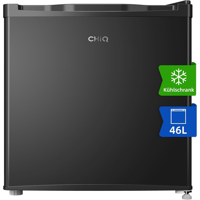 CHIQ Mini Bar: Компактний міні-холодильник 46 л з регулюванням температури, 39 дБ, для офісу, кемпінгу, спальні, готелю, чорного кольору