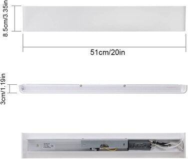 Світильник настінний Klighten LED 20W, 60 см, сучасний, тепле біле світло 3000K, для ванної, вітальні, спальні, сходів, білий