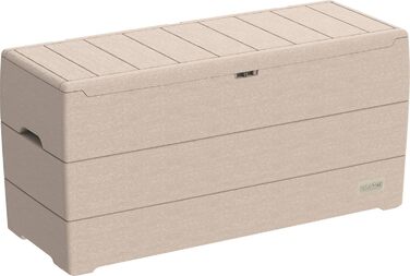 Duramax Cedargrain Durabox 270л: пластиковий органайзер для саду з колесами та ручками, короб для подушок, теплий сірий колір