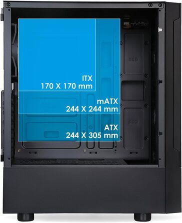 Корпус для ігрового ПК EMPIRE GAMING Sapphire ARGB, середній Tower ATX/Micro-ATX/ITX, бокова панель із загартованого скла, 3 вентилятори 120 мм ARGB, MB Sync, чорний