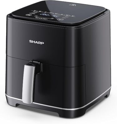 Аерофритюрниця SHARP AF-GS552AE-B 5,5 л, цифрове керування, 8 програм, 1650 Вт, чорна, випікання без олії