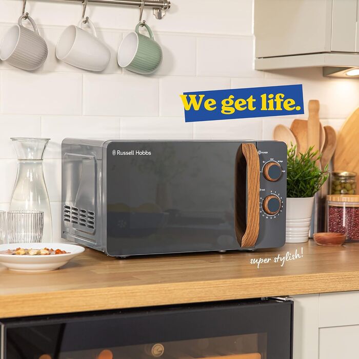 Мікрохвильова піч Russell Hobbs RHMM713G ручна, 17 л, 700 Вт, скандинавський стиль, сіра