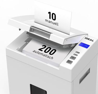 Шредер IDEAL Shredcat 8200 CC: найнадійніший знищувач документів з частинковим різанням (4x40 мм, P-4), до 14 листів, преміум-якість, тихий та надійний, ідеальний для безпечного знищення документів вдома. Німецький виробник.