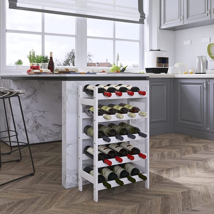 Стильна полиця для вина на 20 пляшок SMIBUY з бамбука - 5 ярусна, для кухні, комори, погреба, бару