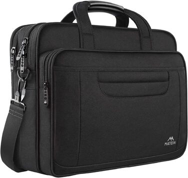 Сумка для ноутбука MATEIN 17.3 дюймів, захисна ділова сумка-портфель для чоловіків, чорна