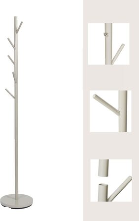 Стійка для одягу Loft - металева, біла, 5 гачків, 170 см, для прихожей, спальні, офісу