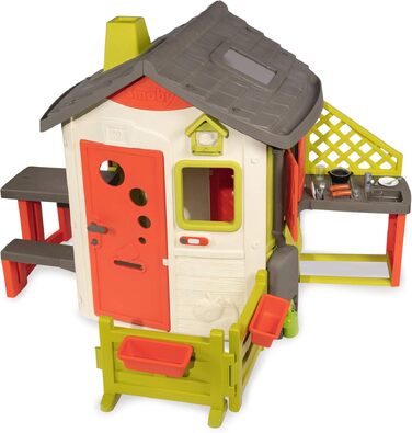 Дитячий будиночок Smoby Life Jura Lodge (115x123x132 см) з переробленого пластику - вуличний будиночок для дітей з годівницею для птахів, для саду та тераси, від 2 років