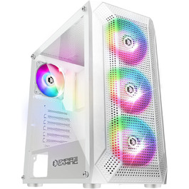 Ігровий корпус для ПК EMPIRE GAMING Ruby, білий, середній Tower ATX/MATX/ITX, акрилова бокова панель, ARGB підсвічування, 4 вентилятори 120 мм, MB Sync