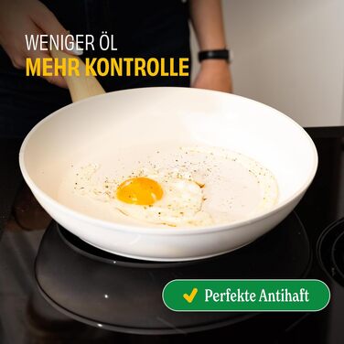 Набір сковорідок Cook&Pan Induktion Keramik: 3 шт (20/24/28 см), антипригарне покриття Greenshield без PFAS та тефлону, для індукційних плит, кремовий колір