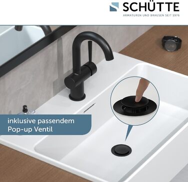 Змішувач для ванної SCHÜTTE 79710 LONDON з висувною лійкою, для миття волосся, однорідний, з комплектом для зливу, хром (чорний)