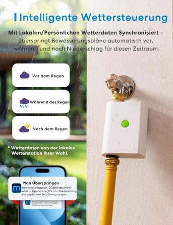 Meross MST100: Розумний таймер для поливу Wi-Fi з керуванням через додаток | Сумісний з Apple Home, Alexa та Google Home