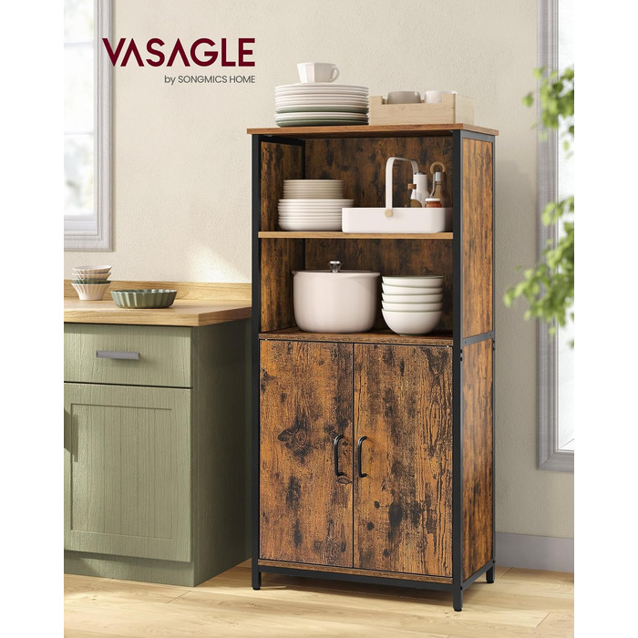 Шафа для зберігання VASAGLE з регульованою полицею, дуб та чорний, 60 x 35 x 124.5 см