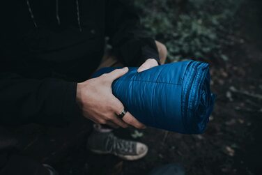SLEEPHIX пухова ковдра для кемпінгу, водовідштовхувальна, нейлонова оболонка, наповнювач пух 650 FP, 137×203 см, бірюзова, для подорожей, літака, дому та тераси