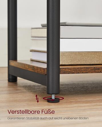 VASAGLE приліжковий столик з розетками та USB, вузький, 30x34x58 см, горіхово-коричневий/чорний, для вітальні і спальні