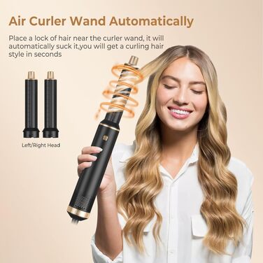 MogaWave Air Styler Pro 6 в 1: Фен-щітка, стайлер для волосся 1000W (Чорний)