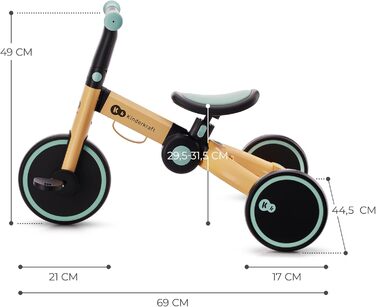 Триколісний велосипед Kinderkraft 4TRIKE 3в1: бігобіл, самокат, велосипед, складаний, для дітей від 12 місяців до 5 років (жовто-блакитний)