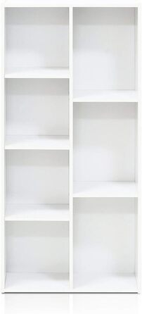 Стелаж Furinno Luder, 7 секцій, двосторонній, білий, відкритий