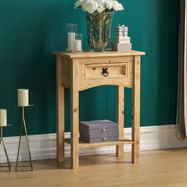 Консольний стіл Vida Designs Corona, масив сосни, 1 шухляда, коричневий, 53x35x73 см
