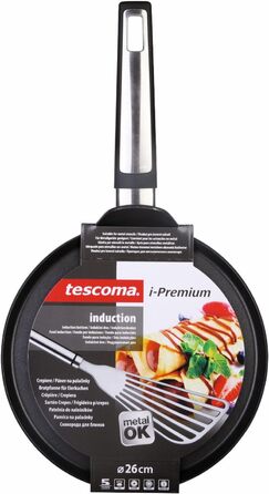 Млинцева пательня Tescoma i-Premium, антипригарна, нержавіюча сталь, стійка до подряпин, чорна, підходить для посудомийної машини, кругла