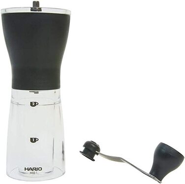 Кавомолка ручна Hario Mini Mill Slim MSS-1B – компактна, для свіжого помелу кави