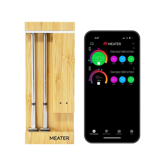 MEATER Pro Duo: Розумний термометр для м'яса | Висока термостійкість 550°C | Велика дальність | Сертифікована точність | Для приготування на грилі, в духовці, мангалі, коптильні, фритюрниці | 50+ рецептів в додатку