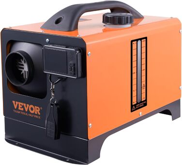 Автономний дизельний опалювач VEVOR 12V 5kW з LCD-дисплеєм, пультом дистанційного керування та Bluetooth, 0.16-0.52 л/год, помаранчевий