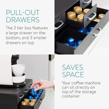 Тримач для капсул кави Navaris Nespresso для 96 капсул 34,3x12,8 см чорний