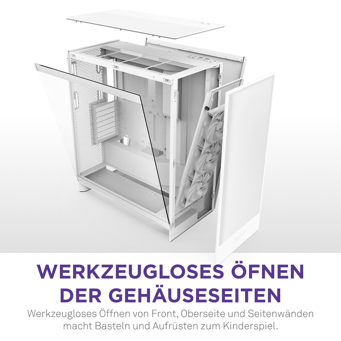 NZXT H7 Flow білий – корпус Mid-Tower ATX з високим повітряним потоком, підтримка до 3×120 мм вентиляторів для охолодження GPU, 3×120 мм фронтальні вентилятори, місце під 420 мм радіатор спереду
