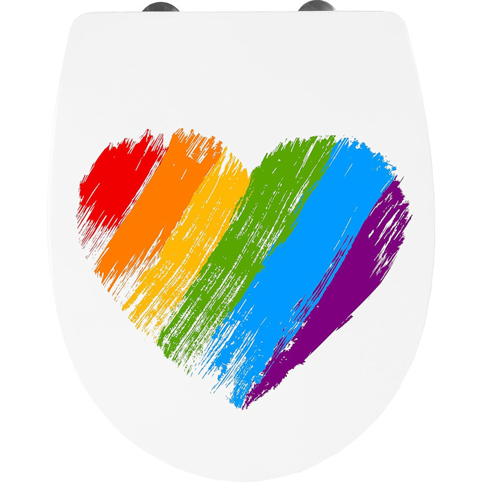 Сидіння для унітазу Cornat Rainbow, білий, термопласт, з малюнком веселки, плавне закривання, легке очищення
