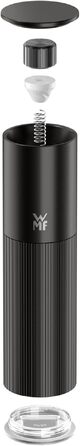Млинок для спецій WMF Signature Pro (сіль та перець) з керамічним жерновами, регулюванням помолу та магнітною кришкою, нержавіюча сталь, чорний