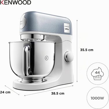 Кухонна машина Kenwood kMix Editions KMX760BC, 1000 Вт, чаша з нержавіючої сталі 5 л, набір для кондитерів, синій металік