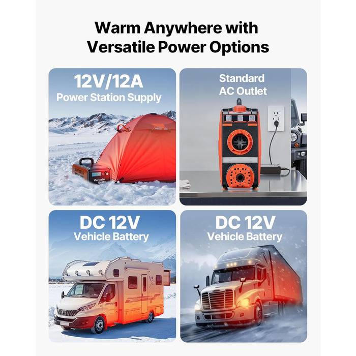 Дизельний опалювач VEVOR 8 кВт, 12/24 В, портативний з Bluetooth, пультом ДУ та LCD-дисплеєм, 5 л бак, для вантажівок та автодому