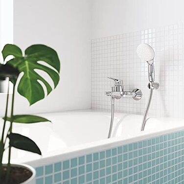 Змішувач для ванни Grohe Start Flow, хром, з інструментом, однозахісний, з автоматичним перемиканням ванна/душ, з зворотним клапаном, з металевими важелями, S-підключення