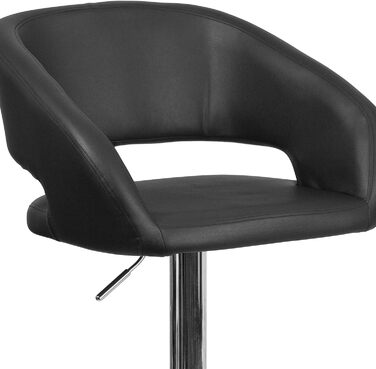 Барний стілець Flash Furniture, регульований по висоті, металевий, хромована основа, чорний вініл, 58,4×57,2×37,5 см