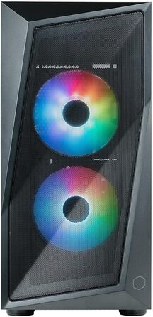 Корпус для ПК Cooler Master CMP 320 Mini-Tower, чорний, Micro-ATX, скляна бічна панель, 2x 120 мм ARGB вентилятори, підтримка різних компонентів, з кришкою для блоку живлення