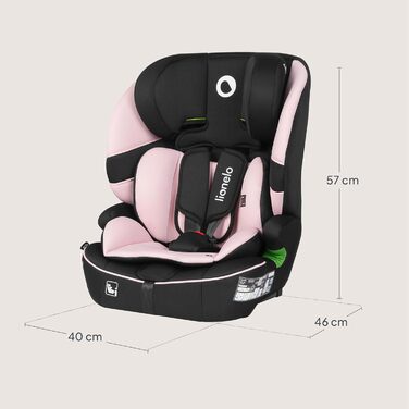 Автокрісло Lionelo Billy i-Size 76-150 см (15 міс - 12 років), R129, ISOFIX, Top Tether, 5-точковий ремінь, бічний захист (Рожеве)