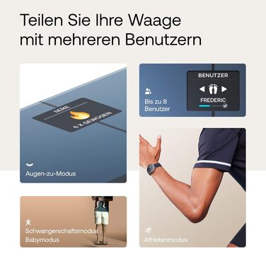 WITHINGS Body Smart – Wi-Fi цифрова ваги для аналізу складу тіла, визначення жиру, м’язової маси, води та кісткової тканини, чорна