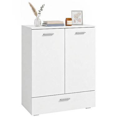 Сучасна бічна тумба (sideboard), окрема шафа для зберігання з шухлядою та регульованою полицею, біла