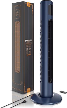 Турмовентилятор Brandson 96 см з пультом, 3 швидкості, осциляція 60°, мобільний підлоговий вентилятор, темно-синій, переможець 2024 року