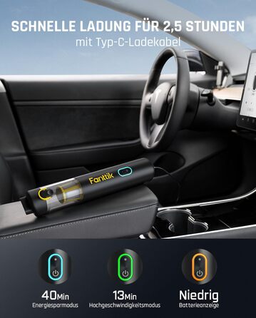 Потужний акумуляторний автопилосос Fanttik Slim V8 Apex, 19000 Па, 45 AW, RobustClean™, 4-в-1, міні-насос, портативний пилосос для авто і дому, чорний