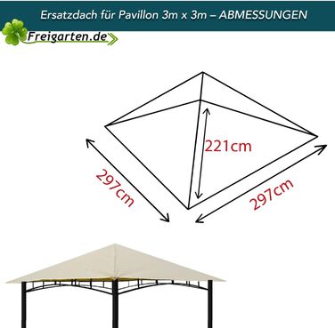 Змінний дах для павільйону 3x3 м Freigarten.de, водонепроникний, бежевий, матеріал Panama PVC 370 г/м², модель 3