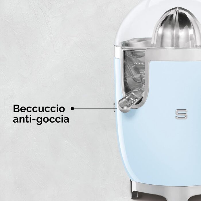 Електрична вижималка для цитрусових Smeg CJF11BLEU, 70 Вт, з універсальним конусом та піддоном, чорна