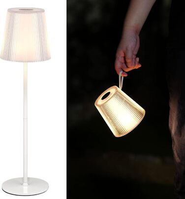 LED настільна лампа LuminexDesigns бездротова з акумулятором 5200mAh, диммер, IP54, для спальні, офісу, саду, білого кольору, 1 шт. (Сучасний, компактний)