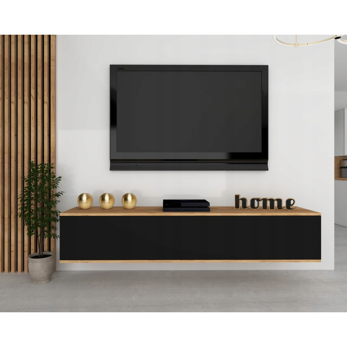 Підвісна шафа RTV, горизонтальна комод для вітальні SIMPLY Craft, чорна